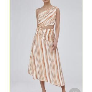 C/MEO Collective Worlds Collide One shoulder Cut Out Midi Dress Size XS